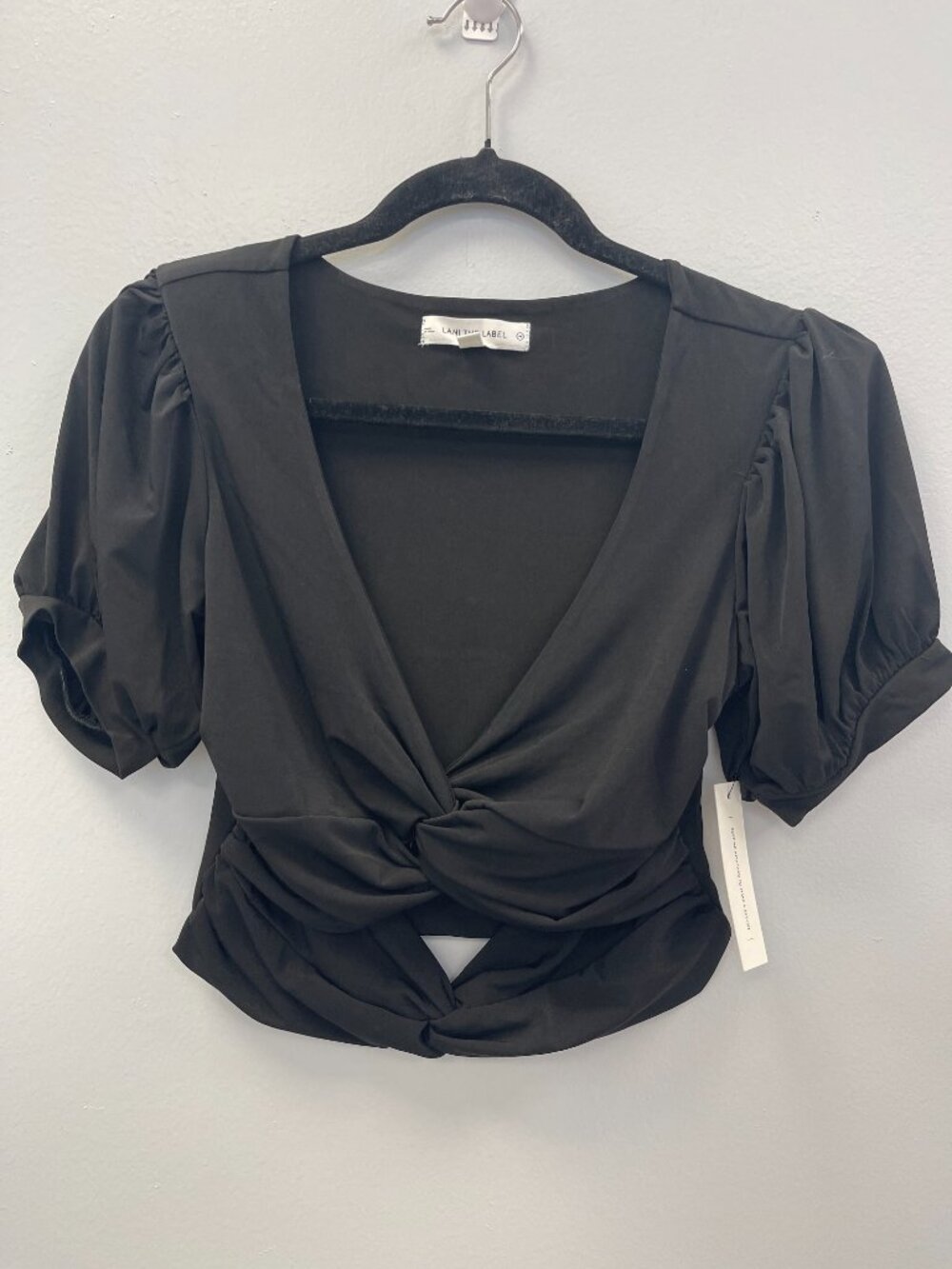 Lani the Label Twisted Front Blouse in Black - Medium - NWT